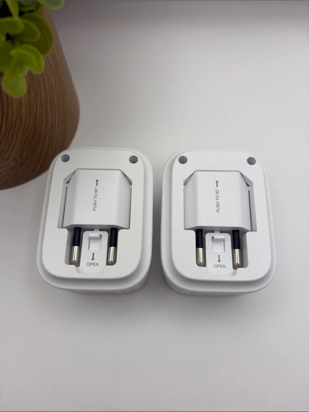 2-Pack Lencent Foldable Dual USB European Travel Plug Wall Power Adapter~White